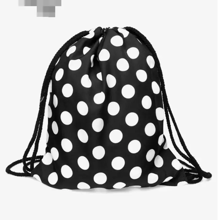 

1 piece Black and white Polka dot shit wifi emoji Drawstring Backpack Students School Bagpack Mochila Feminina Sack Bag