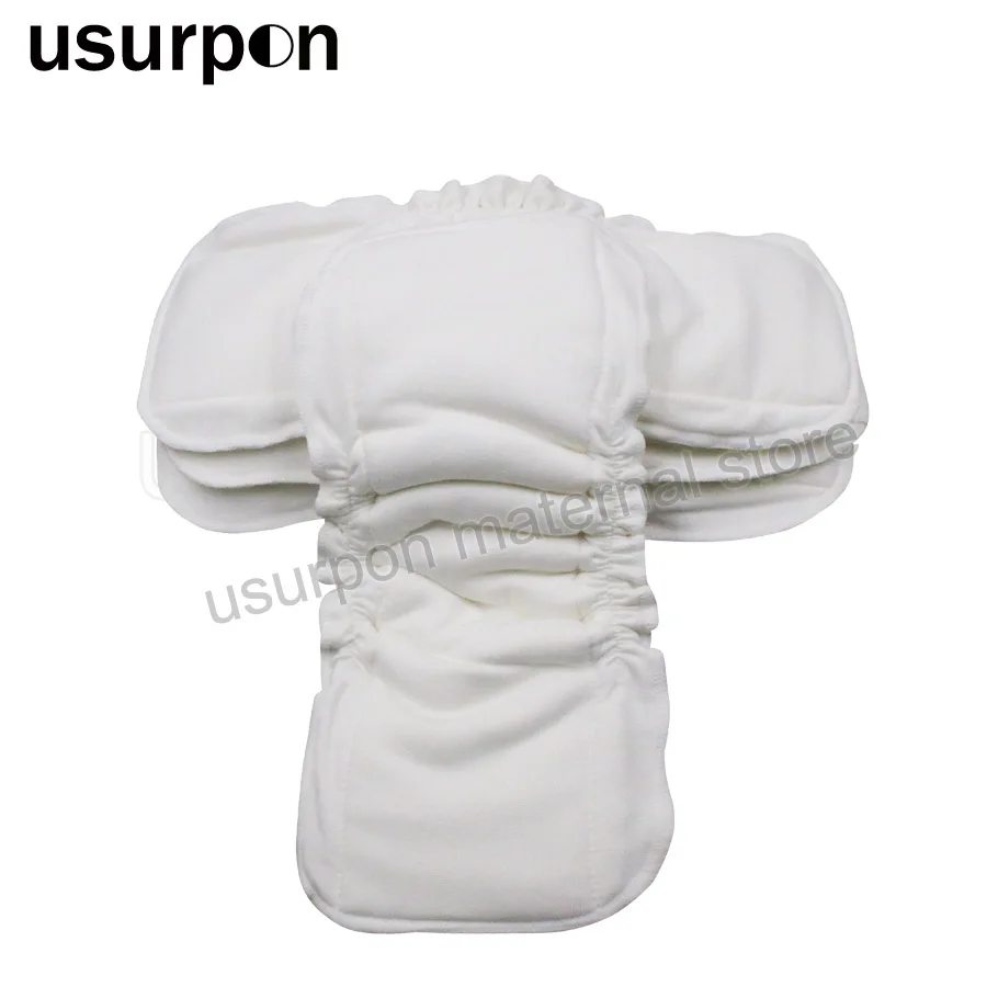 

[usurpon]1pc 5 layers bamboo cotton insert with leg gusset reusable and waterproof baby nappy insert organic cotton baby insert