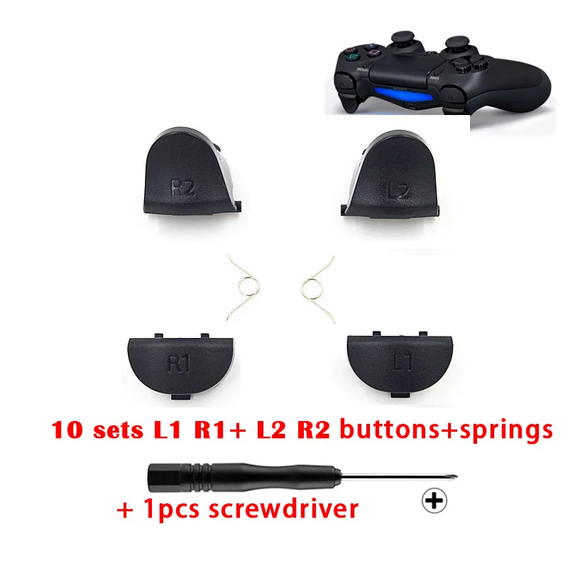 10 Sets PS4 L1 L2 R1 R2 Trigger Button and Springs +1x Screwdriver for