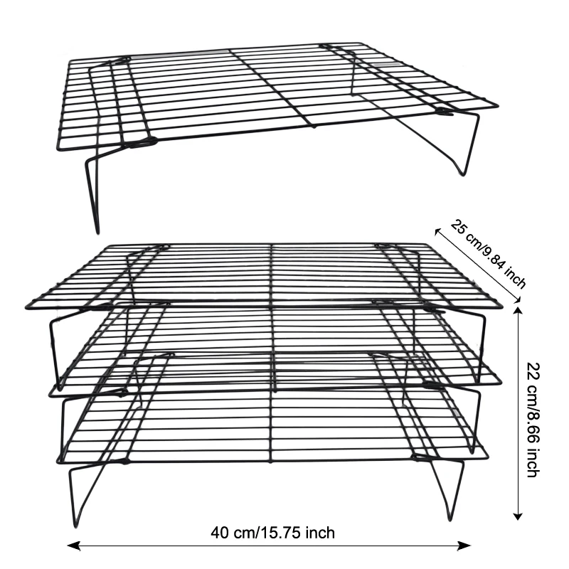 Три слоя 25*40 см Торт проволока охлаждающая стойка кухонные инструменты для выпечки Нержавеющая сталь антипригарное Печенье Хлеб сушильная подставка