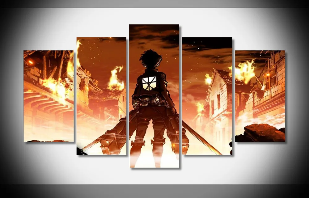 

P2812 Attack on titan anime Poster Framed Gallery wrap art print home wall decor wall picture Already to hang digital print