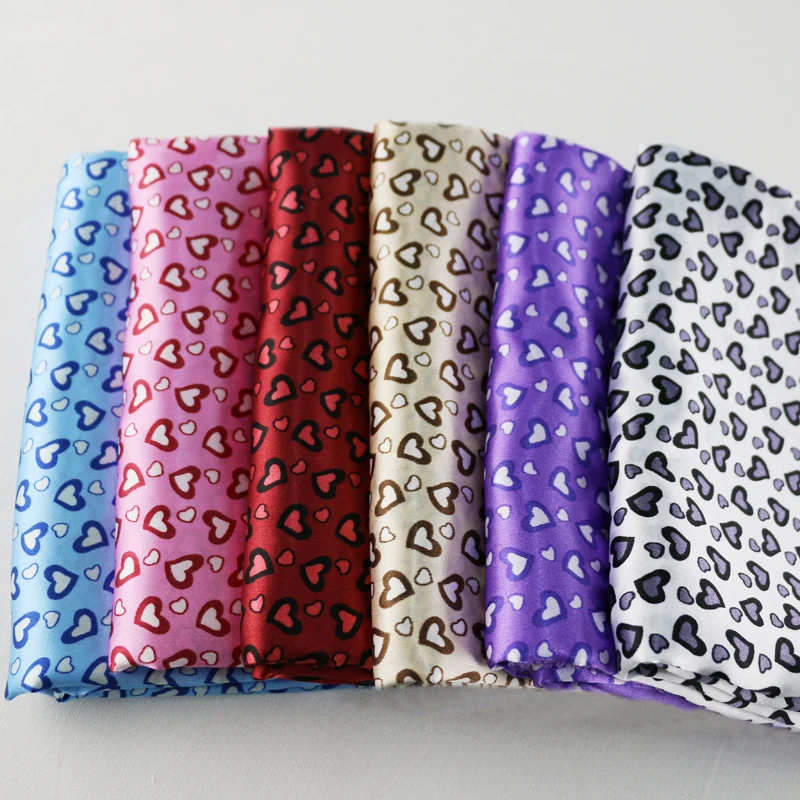 

Love Hearts Cartoon Scarf Craft Dress Diy Cloth Soft Fabric Satin
