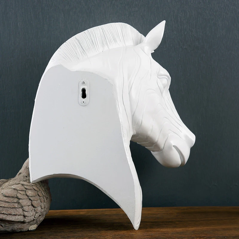  36cm Art Sculpture Zebra Head 3D Wall Animal Resin Simulation Bedroom Decor Bar Craft Model Interio - 32968342005