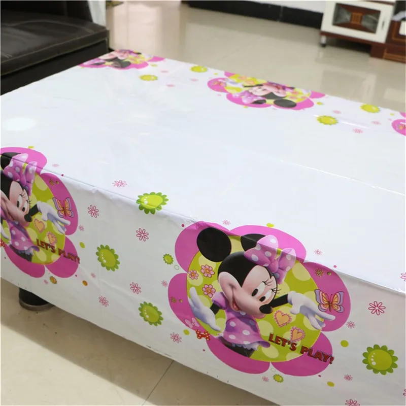 

108*180cm 1Pcs Birthday Party Decorations Minnie mouse Map Disposable Plastic Tablecloth Supplies Home Cartoon Table Cover