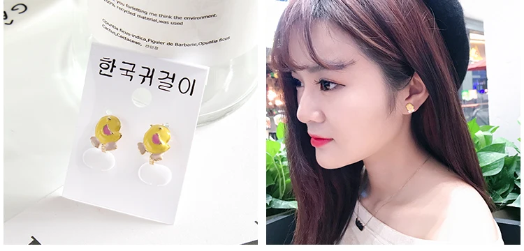Бренд Grace Jun цветок корейского стиля кролик бабочка треугольной формы эмаль клип на серьги не пирсинг для девочек вечерние