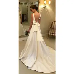 Erosebridal атласные свадебные платья новое поступление 2019 года с открытой спиной квадратный воротник без рукавов для женщин свадебные