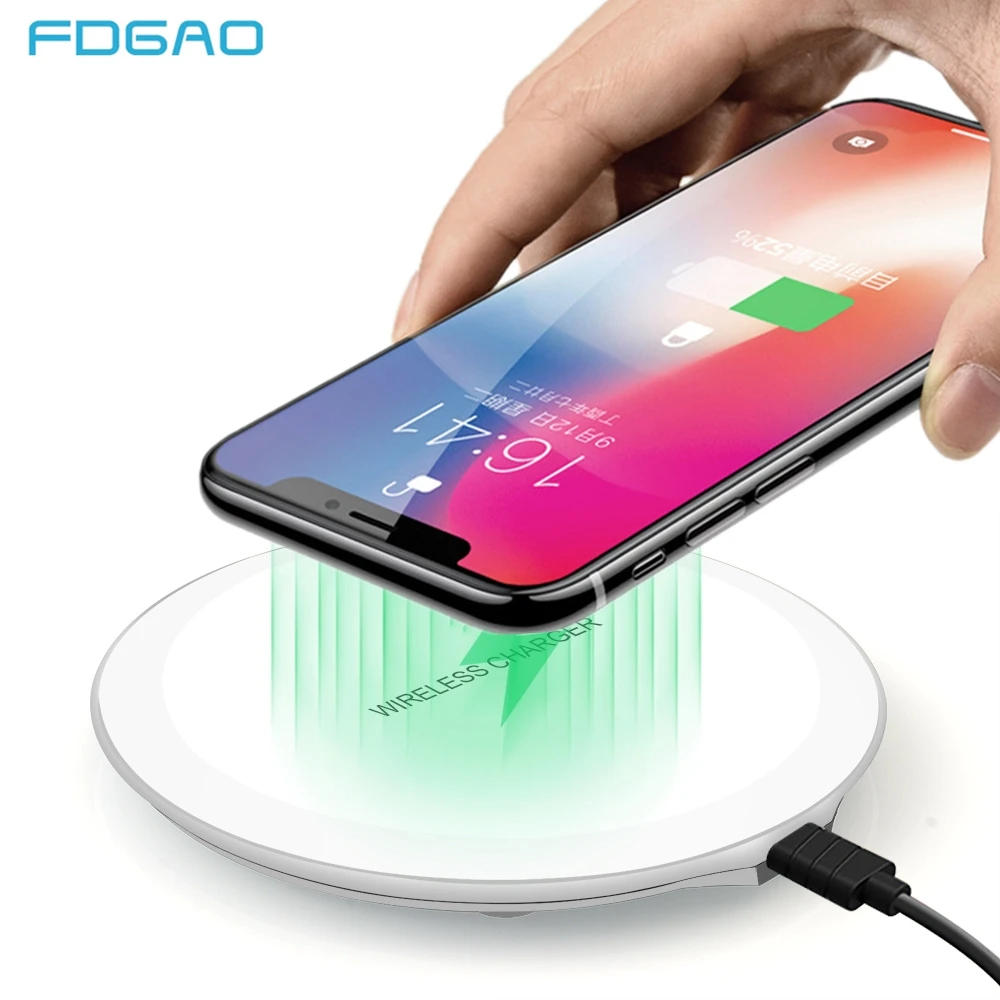 

FDGAO Qi Wireless Charger Desktop Wireless Charging Pad For iPhone XR XS Max X 8 Plus Samsung Galaxy S9 S8 Note 9 Xiaomi Mix 2s