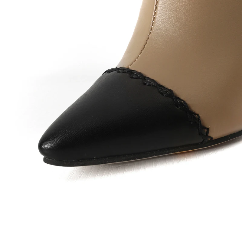 WETKISS/женские сапоги на высоком каблуке женские сапоги до колена из Pu искусственной кожи с острым носком на молнии обувь для вечеринок г. Женская зимняя обувь размера плюс 32-46