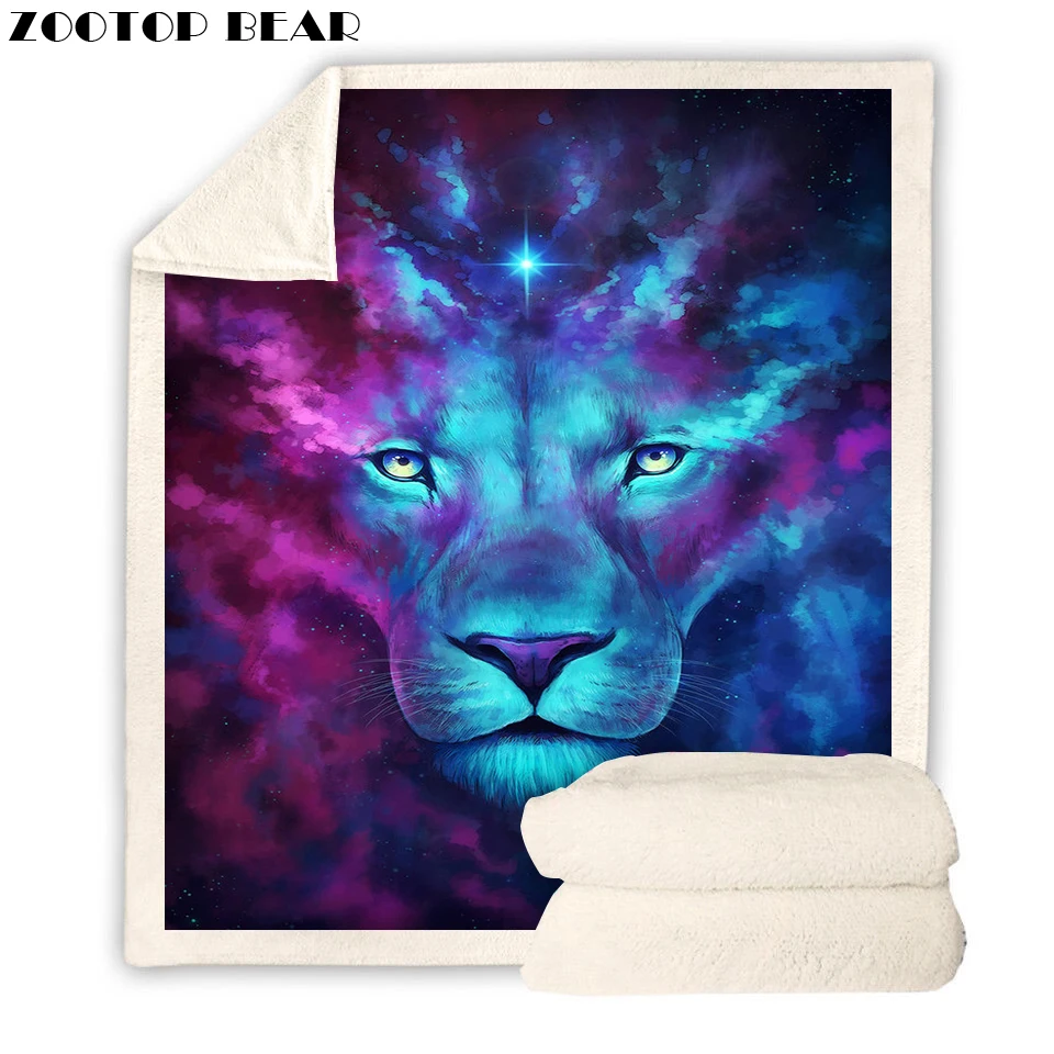 

ZOOTOP BEAR Artist Lion Collection Sherpa Throw Blanket Galaxy Stars Bedspread Pink Blue Plush Sofa Blanke Drop Shipping