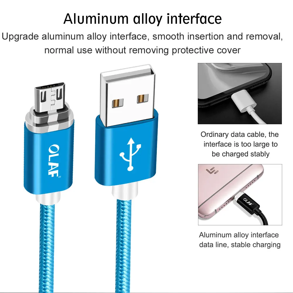 OLAF Micro USB кабель светодиодный светильник Быстрая зарядка usb type C кабель для samsung huawei Xiaomi Android для iphone кабели для мобильных телефонов