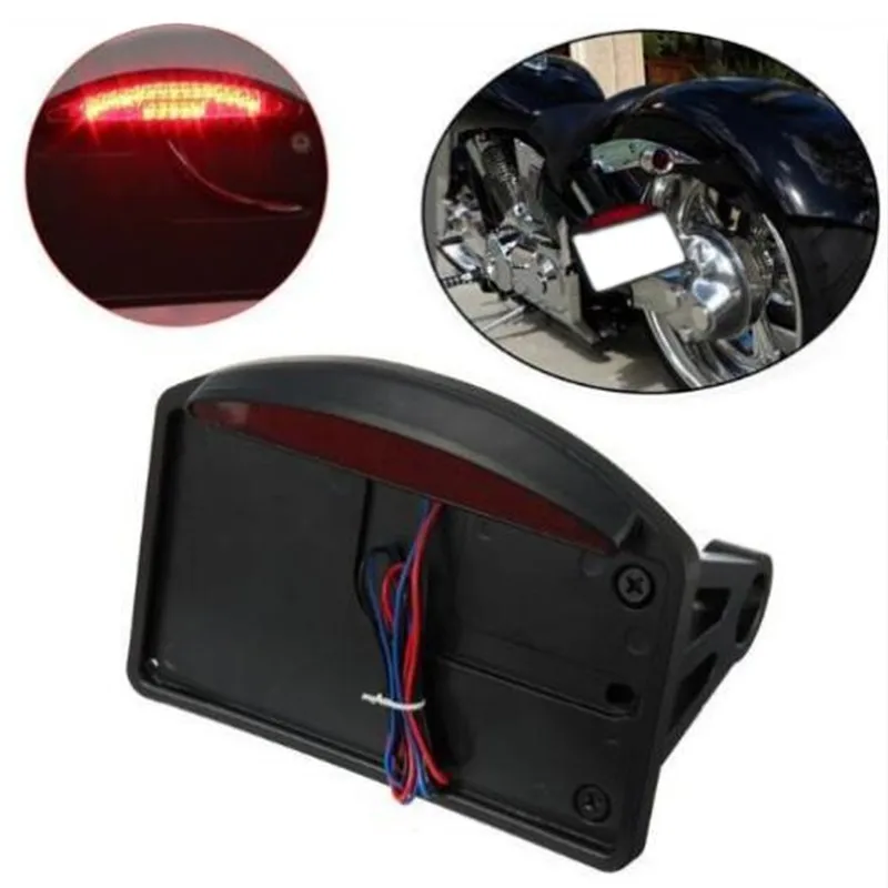 

Motorcycle Side Mounted License Plate Assembly Chrome LED Tail Brake Light Cruiser Bobber Chopper Touring Scooter Offroad Atv