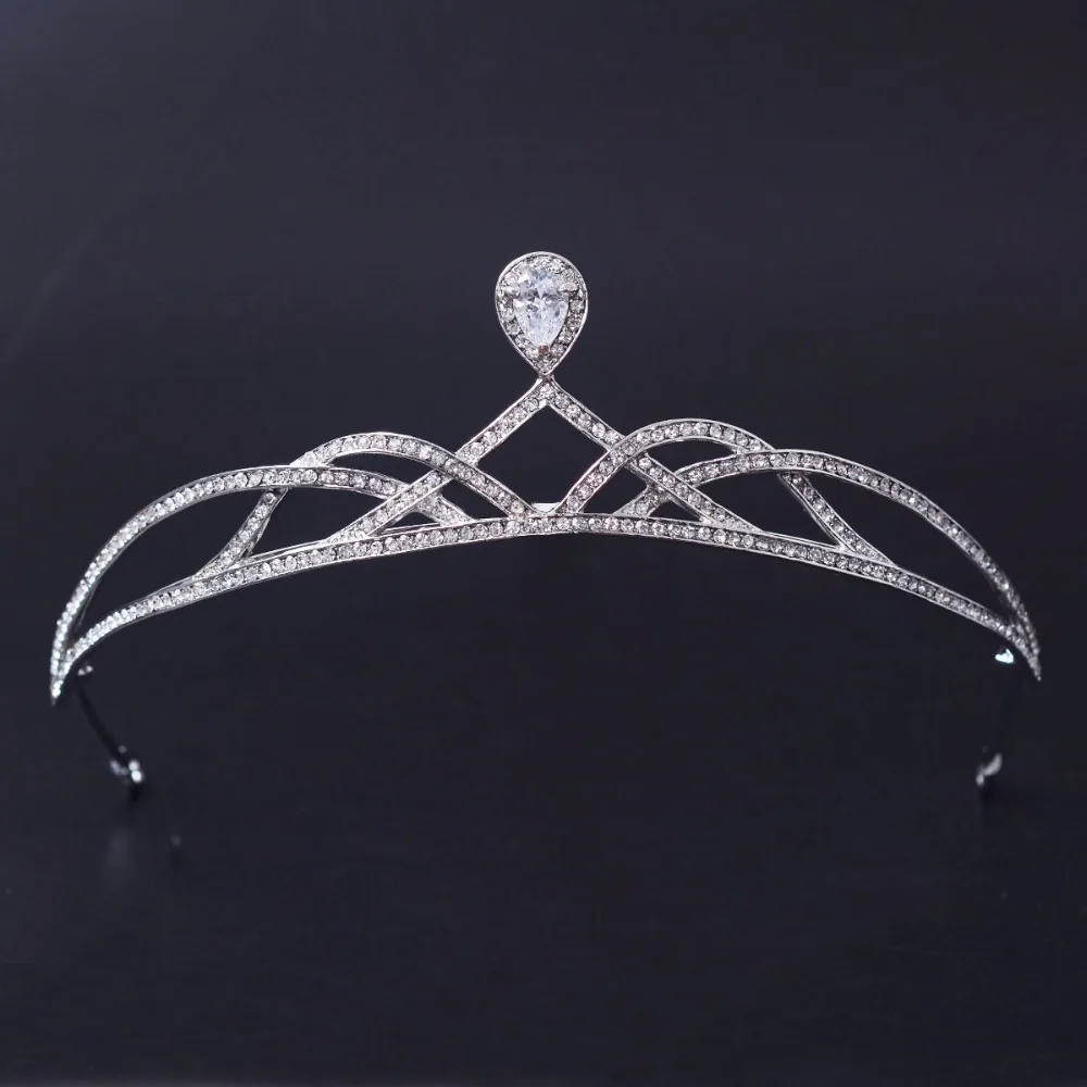 Unique simple style silver color bridal wedding tiaras AAA cubic