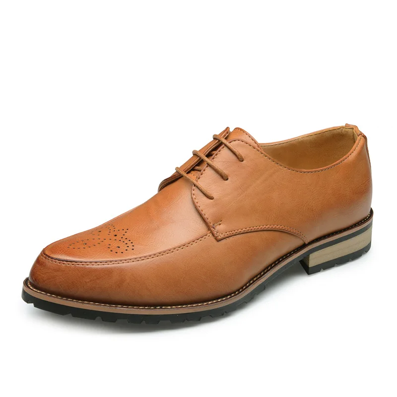 Men dress shoes spring leather brand comfortable casual