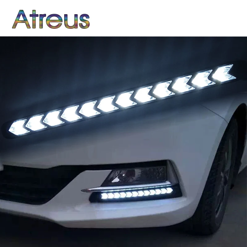 

Atreus Car LED Day Lights For Audi a4 b6 a3 Infiniti BMW e46 e39 VW polo accessories 1Pair DRL fog lamp Yellow Turn Signals 12V