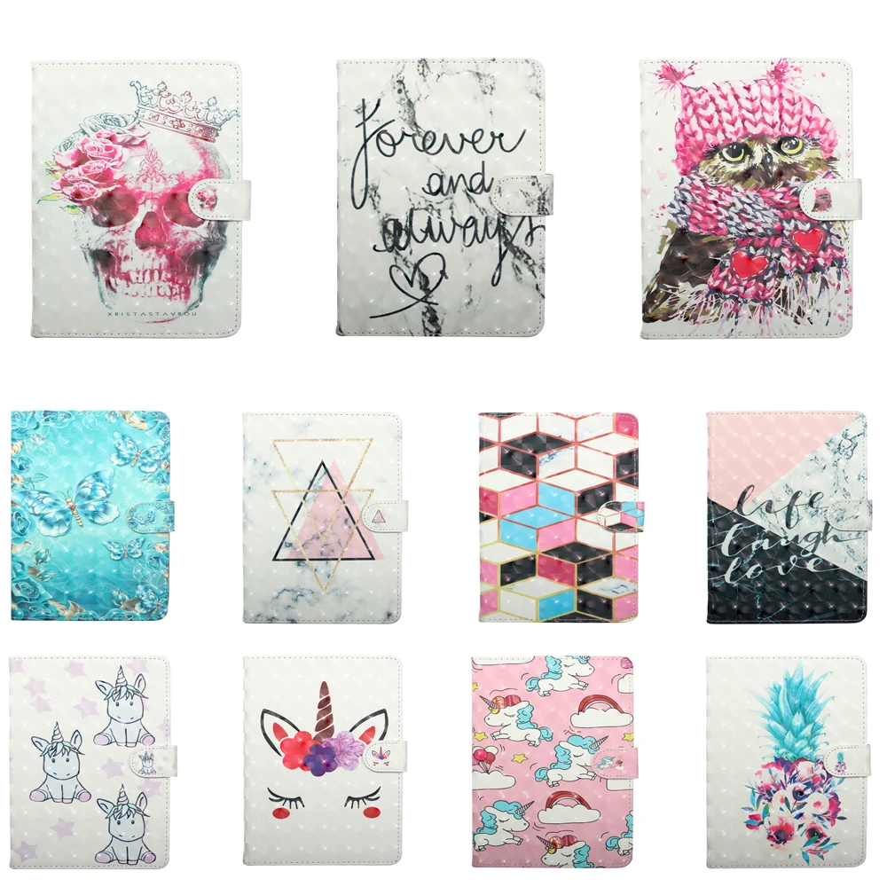 For Apple iPad 4 3 2 Owl Unicorn skull Paint Flip PU Leather Stand Case Cover Ipad tablet cases #S | Компьютеры и офис