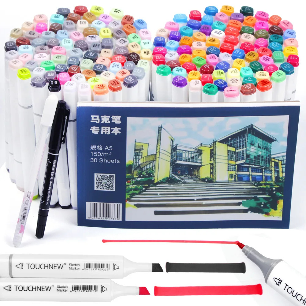 

168 Colours Graphic Drawing Painting Alcohol Art Dual Tips Permanent Marker Pens Art Markers Design Coloring Underlining Set