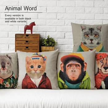 

Hand-painted Animals pillow ,dog cat Pillow cushion ,Linen pillowcase,sofa cushions home decorative Pillows