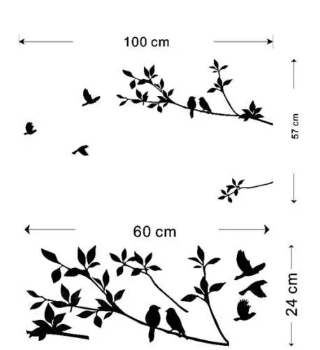 Настенная виниловая наклейка художественная наклейки комнаты дома декоративная разборная Фреска черное дерево птиц модная короткая стены Стикеры s