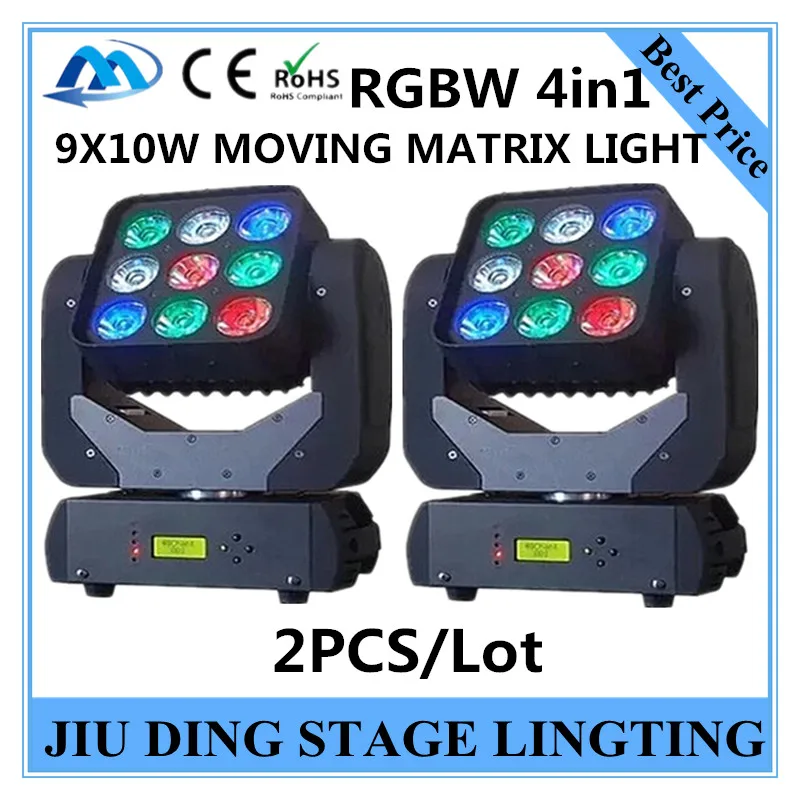 2 шт./RGBW 4в1 9X10W движущаяся головка матричного света dmx512 луч света/движущаяся