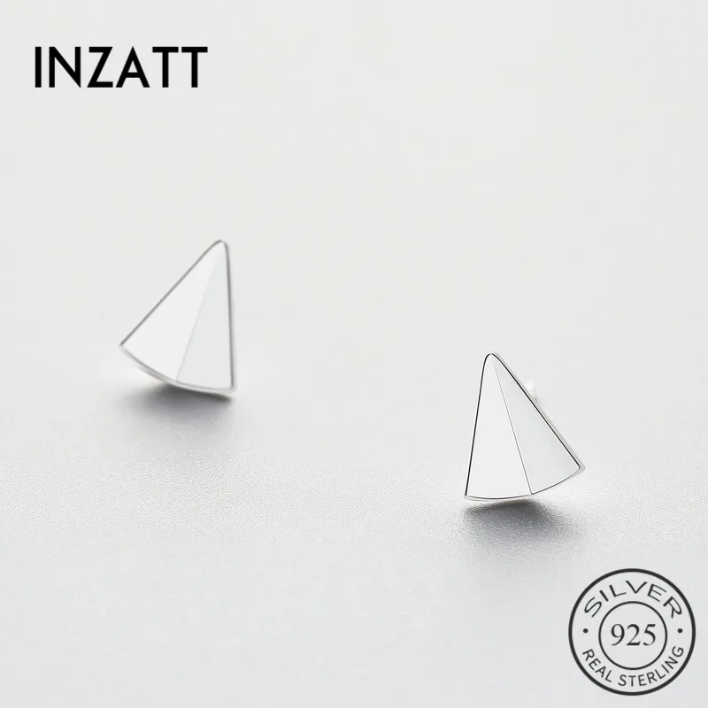 INZATT минималистский 925 Серебро Серьги Геометрические Треугольники для Для женщин вечерние женские летние Модные украшения Аксессуары