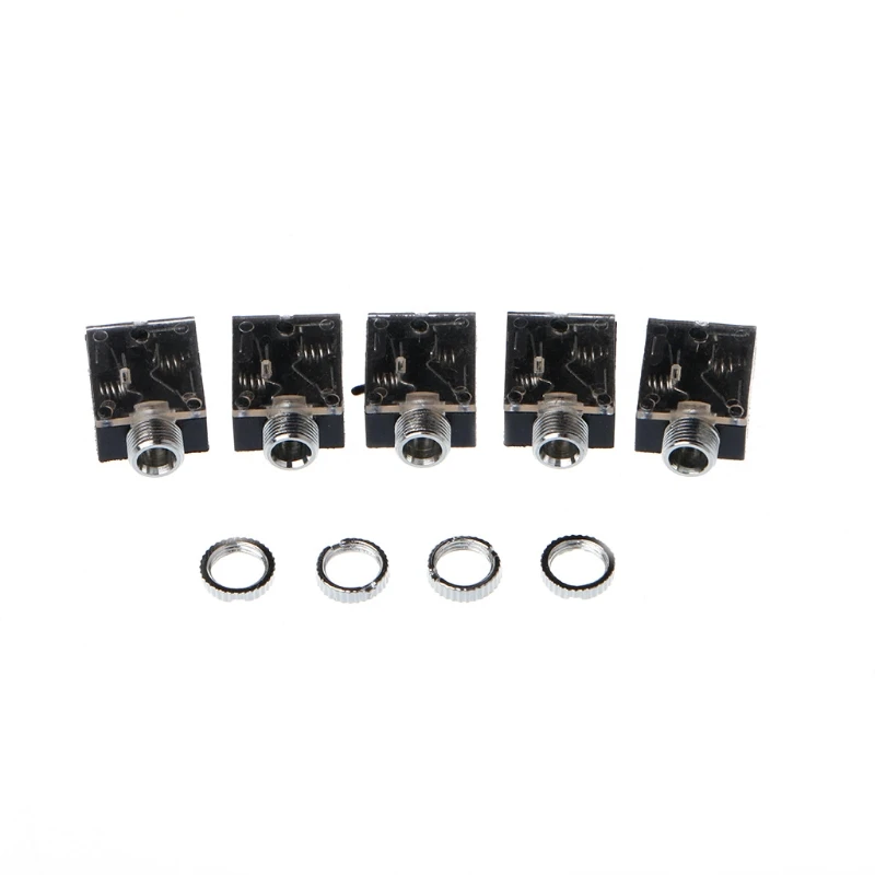

5 Pcs 5 Pin 3.5mm PCB Panel Mount Audio Jack Socket Connector For Headphone w/Nut #W0823S#