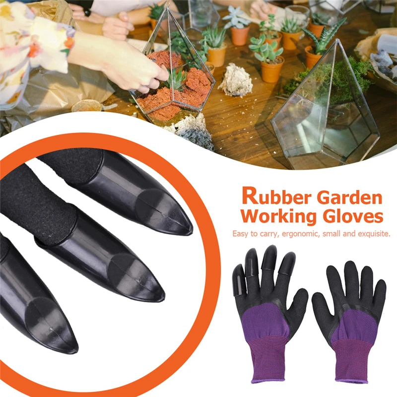 

1 Pair/Pc Garden Gloves Latex Garden Genie Rubber Gloves with Plastic Fingertips Claws Quick Easy Digging Planting Mittens