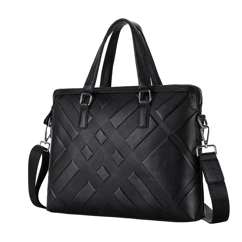 

2019 Casual Head Layer Cowhide Business Bag Handbag Men Leather Briefcase Horizontal Version Bag Genuine Leather Bag