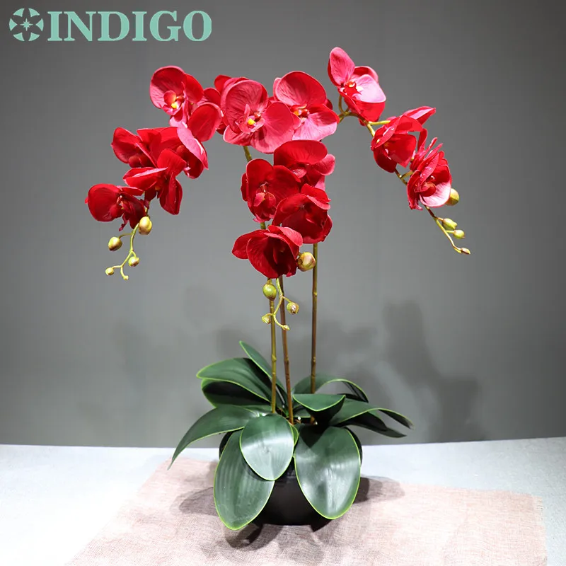 Большой размер 100 см красный фаленопсис орхидеи Шелковый настоящий сенсорный цветок декоративный свадебный цветок Цветочная вечеринка