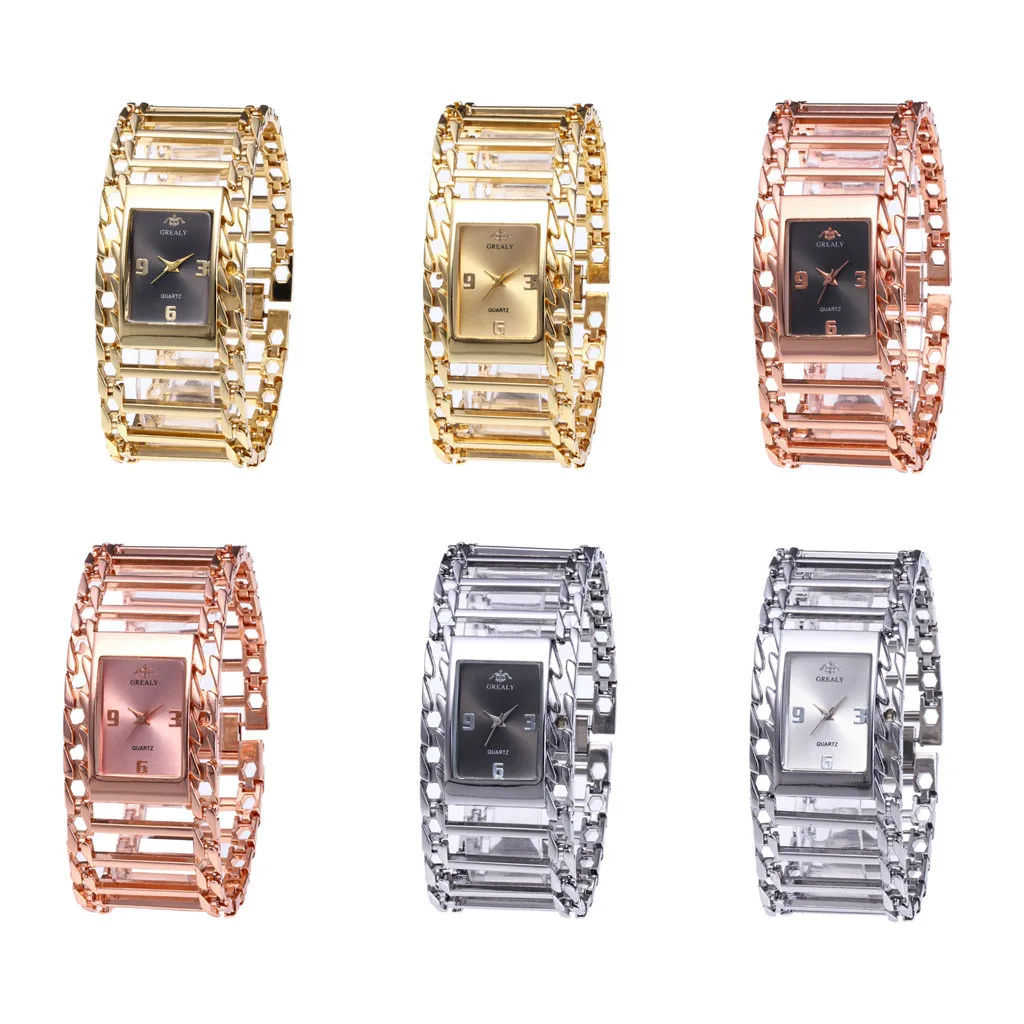 Полностью Алмазная стальная полоса Ms. кварцевые аналоговые часы с бриллиантами розовое золото Девушки Дамы горячая Распродажа цветы платье Рождественский подарок
