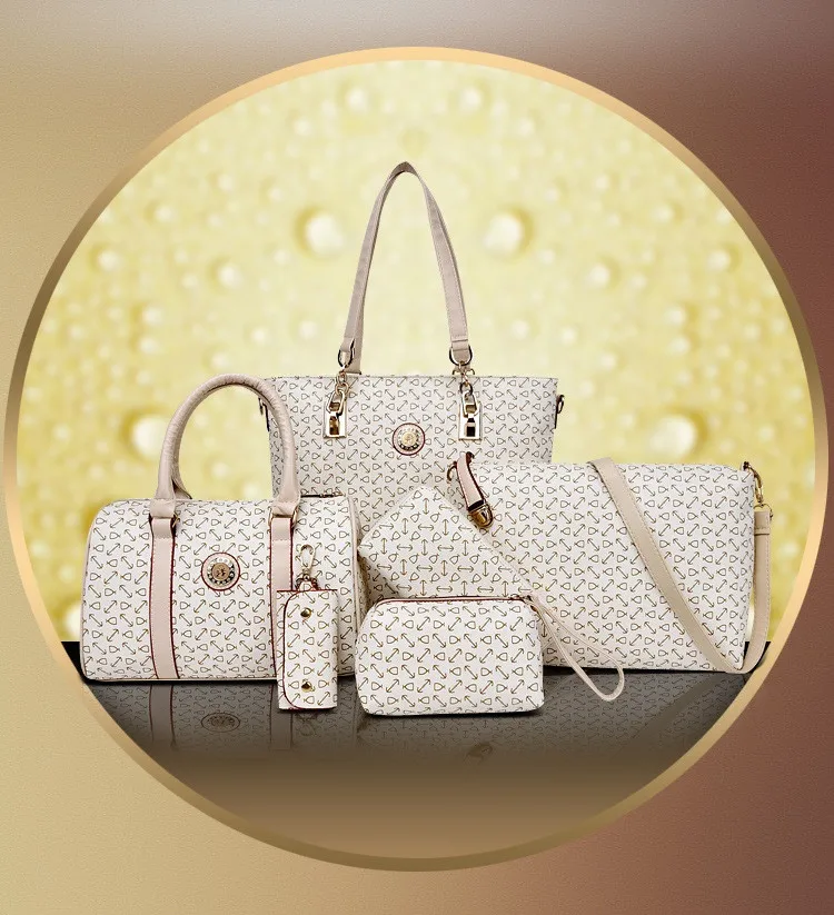 Dm Prime Fênix bolsas 5 peças brancas com detalhe bege