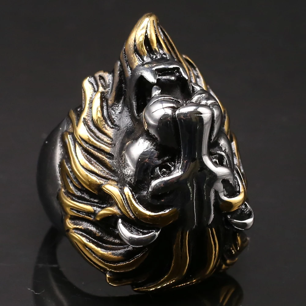 Мужское Золотое кольцо с головой льва 316L из нержавеющей стали, мужское кольцо большого размера 13 14 15, ювелирные изделия для лучших друзей, аксессуары, подарки для него