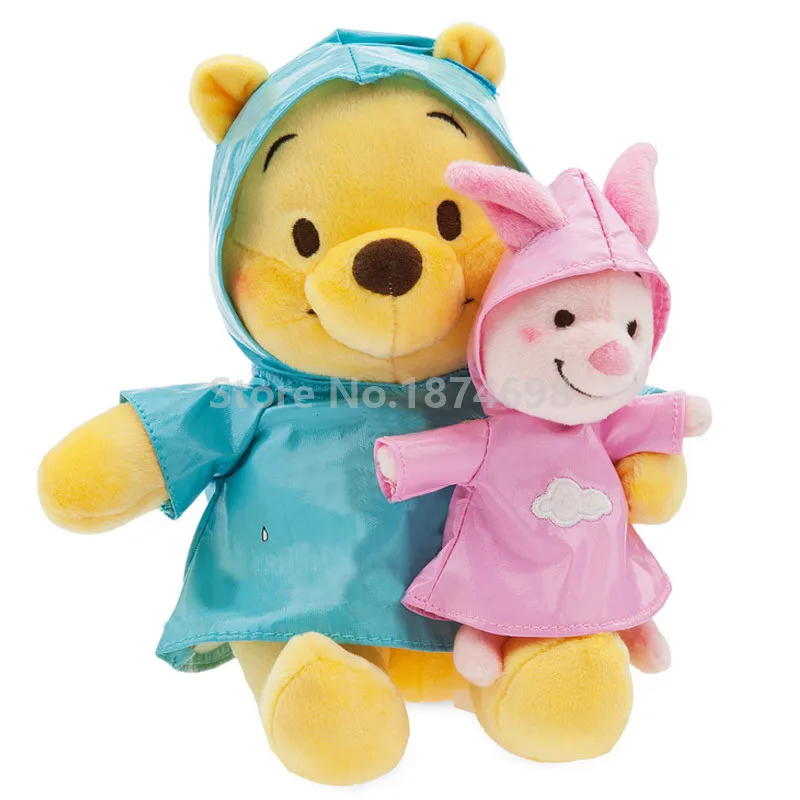 Cute Rainy Day Bear With Piglet Pig Raincoat Dress Plush Toy Doll 18cm For Kids Baby Stuffed Animals Toys Dolls Children Gifts