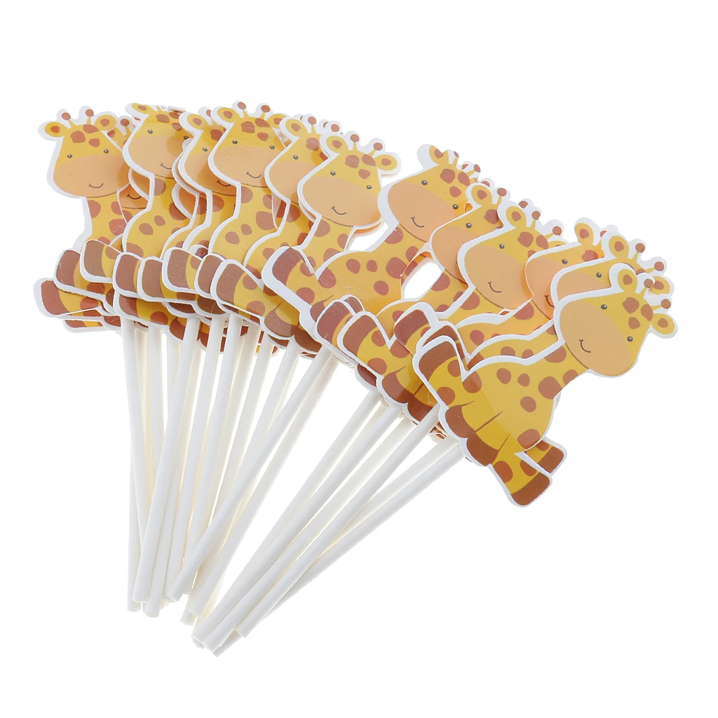 24pcs/set Cute Giraffe Cupcake Muffin Topper Kids Party Decor Supplies