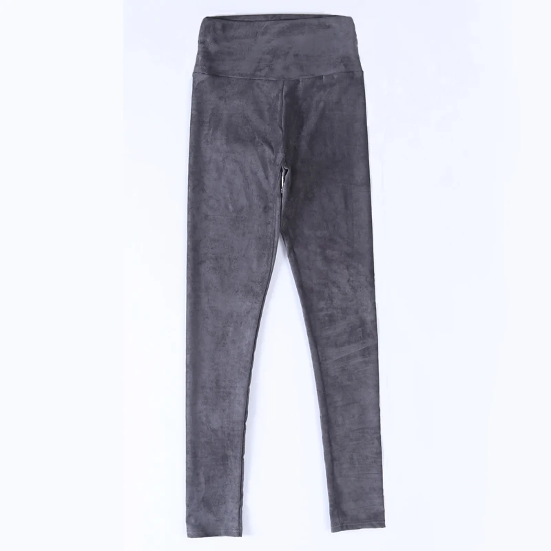 2021 봄 가을 스웨이드 가죽 여성 바지 높은 허리 대형 탄성 슬림 레트로 가죽 스웨이드 바지 여성을위한