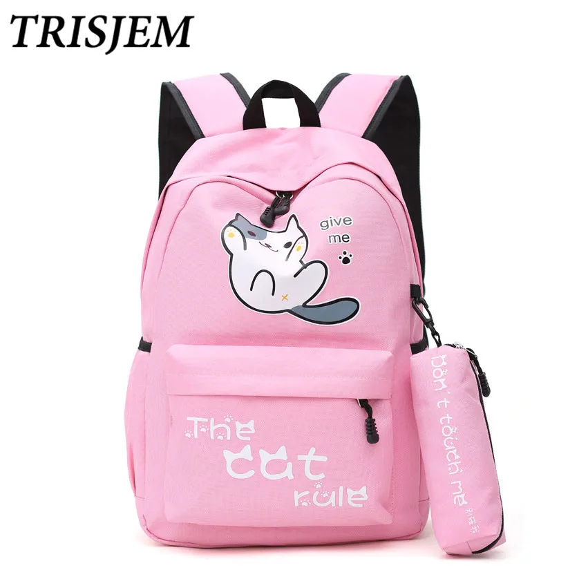 

2018 Cute Emoji Cat Women Backpack Japan Ring Animal Cartoon Printed Pattern Female Students Adolescent Girl Shoulder Back Bag