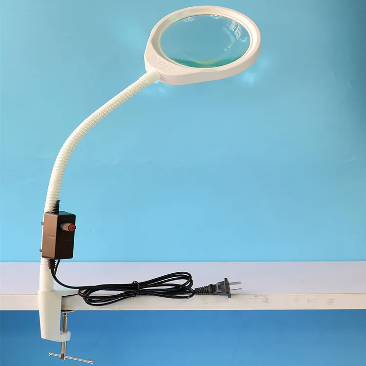 125mm 5x Clip on Desk Magnifying Glass Table Magnifier with LED Lamp