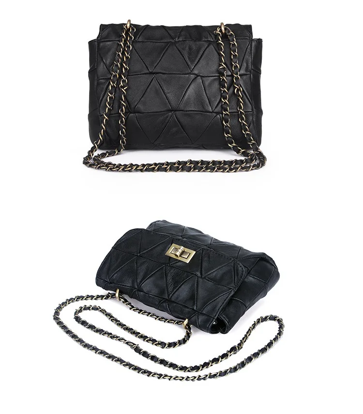 MJ Brand Genuine Leather Women Messenger Bag Patchwork Sheepskin Leather Shoulder Bags Women Crossbody Bag Ladies Chain Handbag (15)