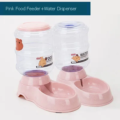 3.8л автоматическая кормушка для домашних животных большой дозатор воды для собак поилка для кошек большая емкость дозатор для собак - Цвет: Pink Food n Water