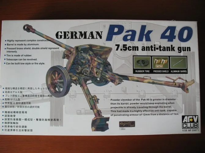 AFV Club 35071 WWII German Pak 40 75mm Anti-tank Gun 1/35 Scale Model Kit for sale online