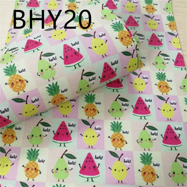 

Free shipping 30*134cm cartoon fruit print synthetic leather fabric BHY20
