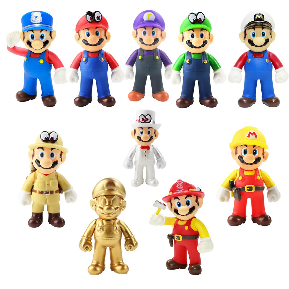 10 шт./партия, 13 см, Super Mario Bros Odyssey Cappy Mario Луиджи Йоши, Bowser, Wario toadettte Toad Waluigi, ПВХ, модель игрушки, 28 стилей