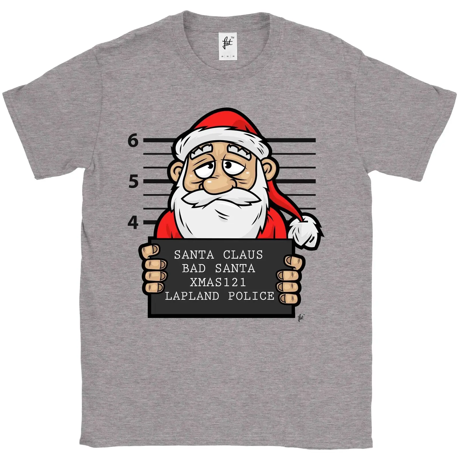 Bad Santa Lapland Police Mugshot Of santa claus Мужская футболка Бесплатная доставка дешевые футболки