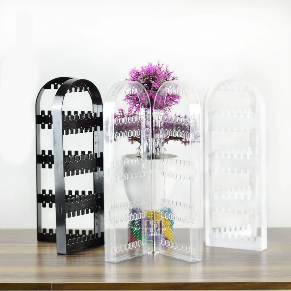 

2/3 Panel Clear Plastic Earrings Jewelry Display Screen Folding Earrings Stand Holder Rack Bracelet Organizer Necklace Display