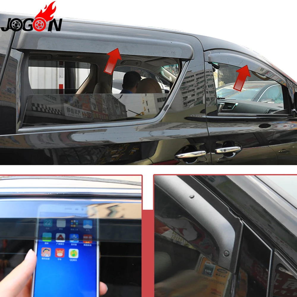 

For Toyota Alphard Vellfire ANH20 2009 - 2013 2014 2015 Window Sun Rain Visors Vent Shade Deflector Guard Weather Shield 4PCS