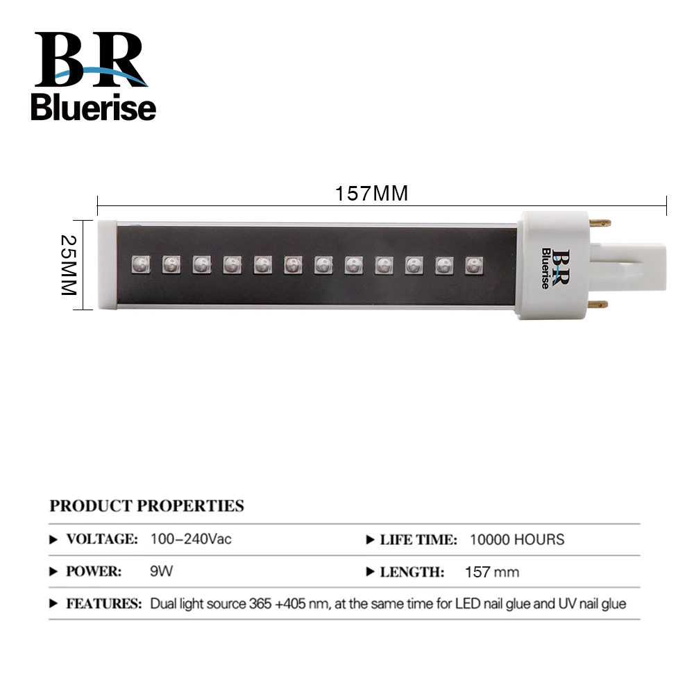 9 Вт лампа 4 шт. светодиодная УФ-лампа для ногтей лампа срок службы 50000 часов двойной светильник источник 365+ 405nm для сушки ногтей подходит для всех лаковых гелей художественные инструменты