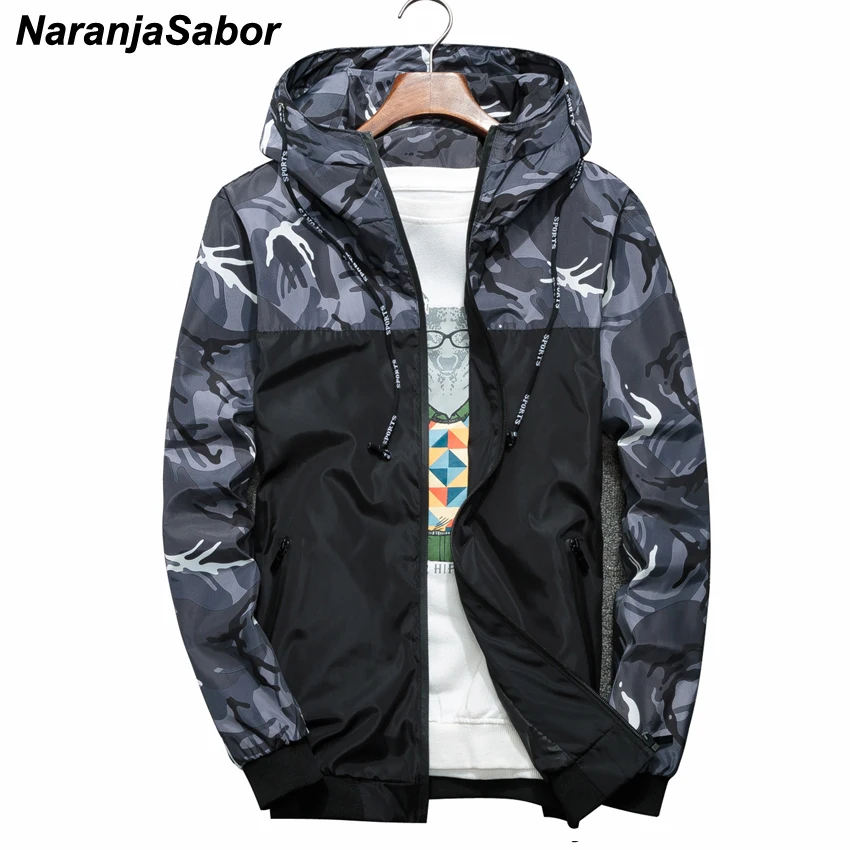  NaranjaSabor Spring Autumn Men's Jackets Camouflage Military Hooded Coats Casual Zipper Male Windbr