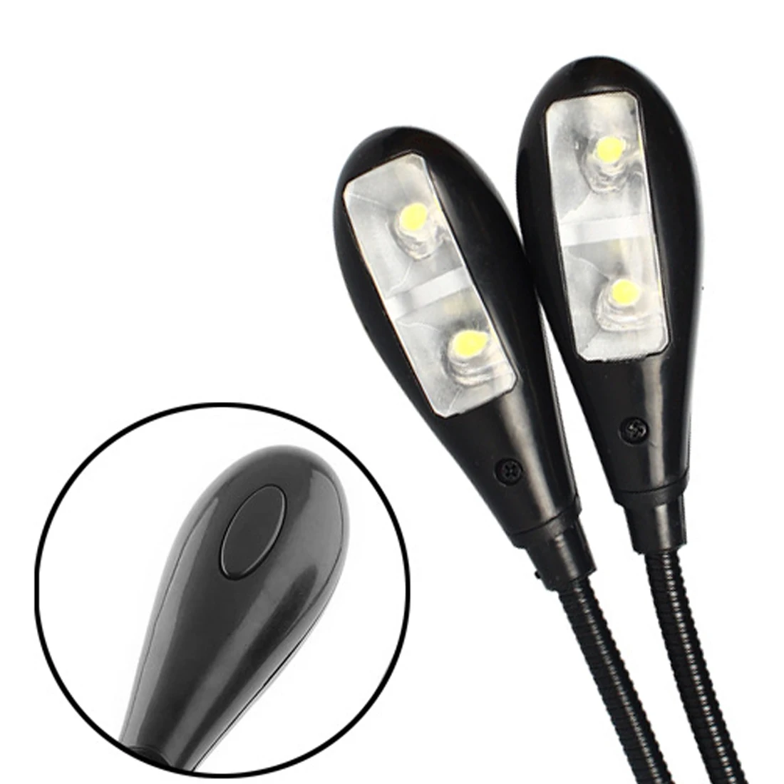  LED Reading Lamp Dual Arms 2 LEDs Flexible Book Sheet Music Stand Reading Light Student Dormitory L - 32887111426