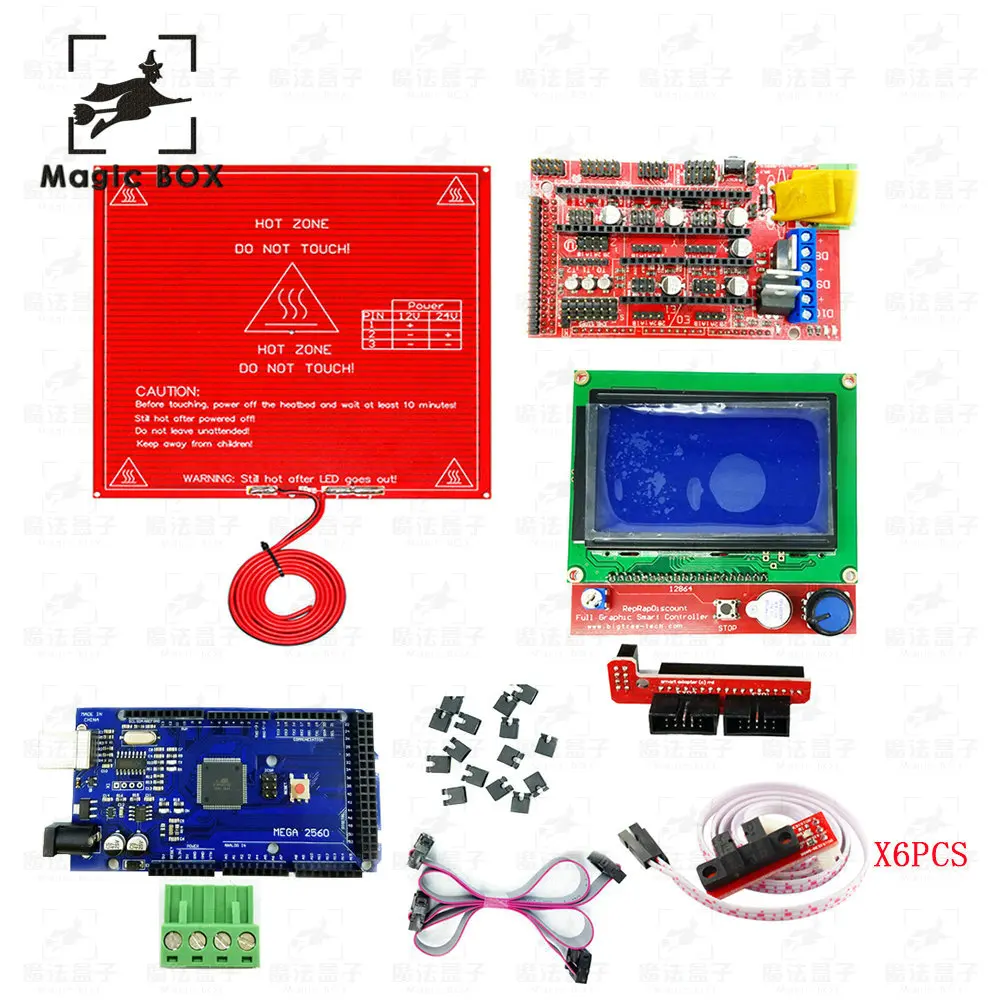 

Heated Bed MK2B+ LCD 12864 + 6x Optical Limit Switch Endstop+Mega 2560 R3 + RAMPS 1.4 Controller CNC 3D Printer parts Kit