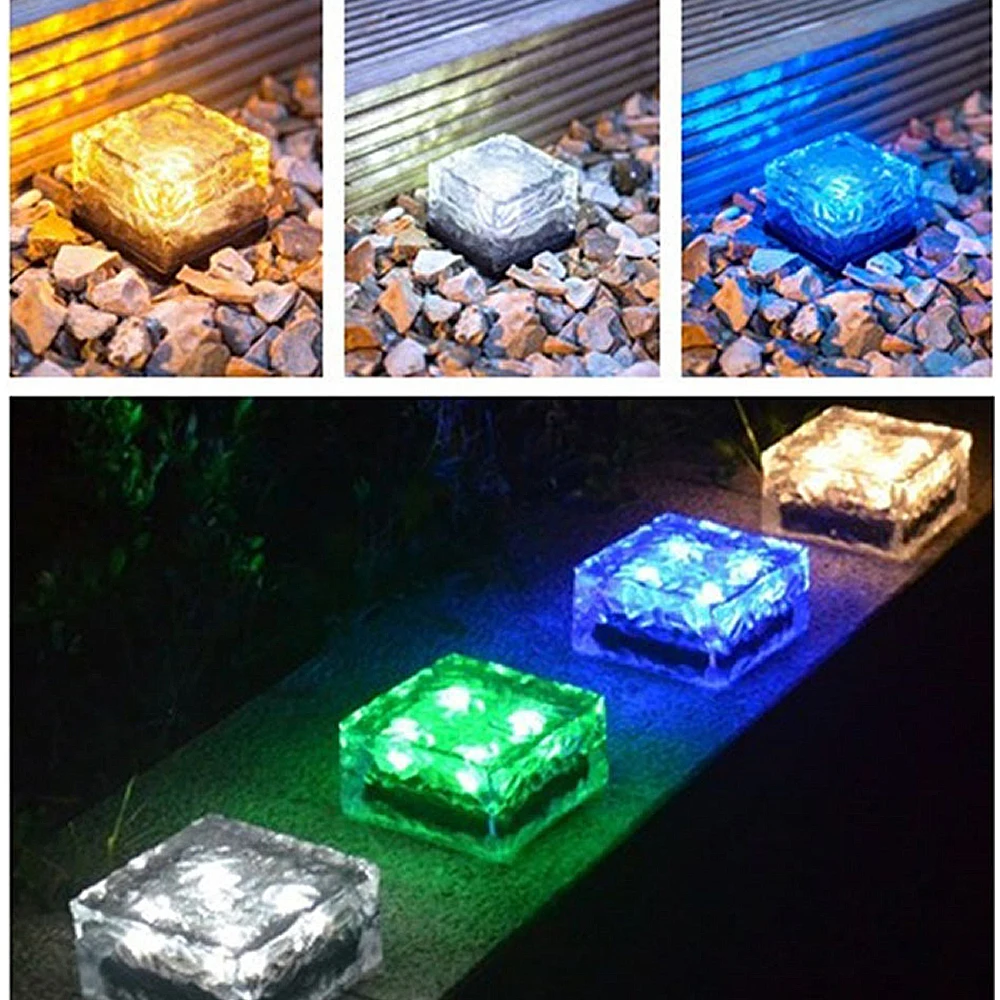 Koop LED Lamp Ondergrondse Deck pad Licht, wit blauw RGB Solar Baksteen Ijsblokje Path Verzonken led Floor Lichten outdoor waterdichte