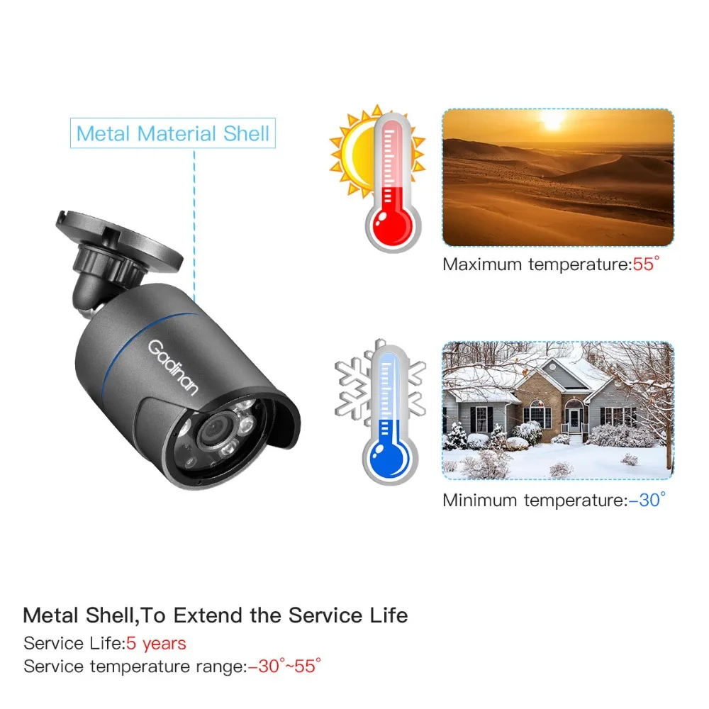  Gadinan H.265 Security IP Camera POE 4MP Audio Recording Outdoor Metal Waterproof CCTV Camera P2P V - 32991075136